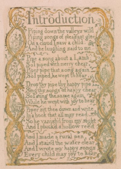 Songs of Innocence and of Experience, Plate 3, Introduction (Bentley 4) by William Blake